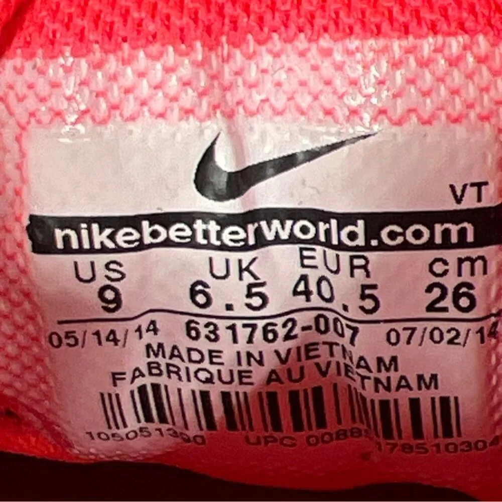 NIKE Air Max Lunarlon Running Shoes Fluorescent Pink Gray Ladies US Sz 9 EUC